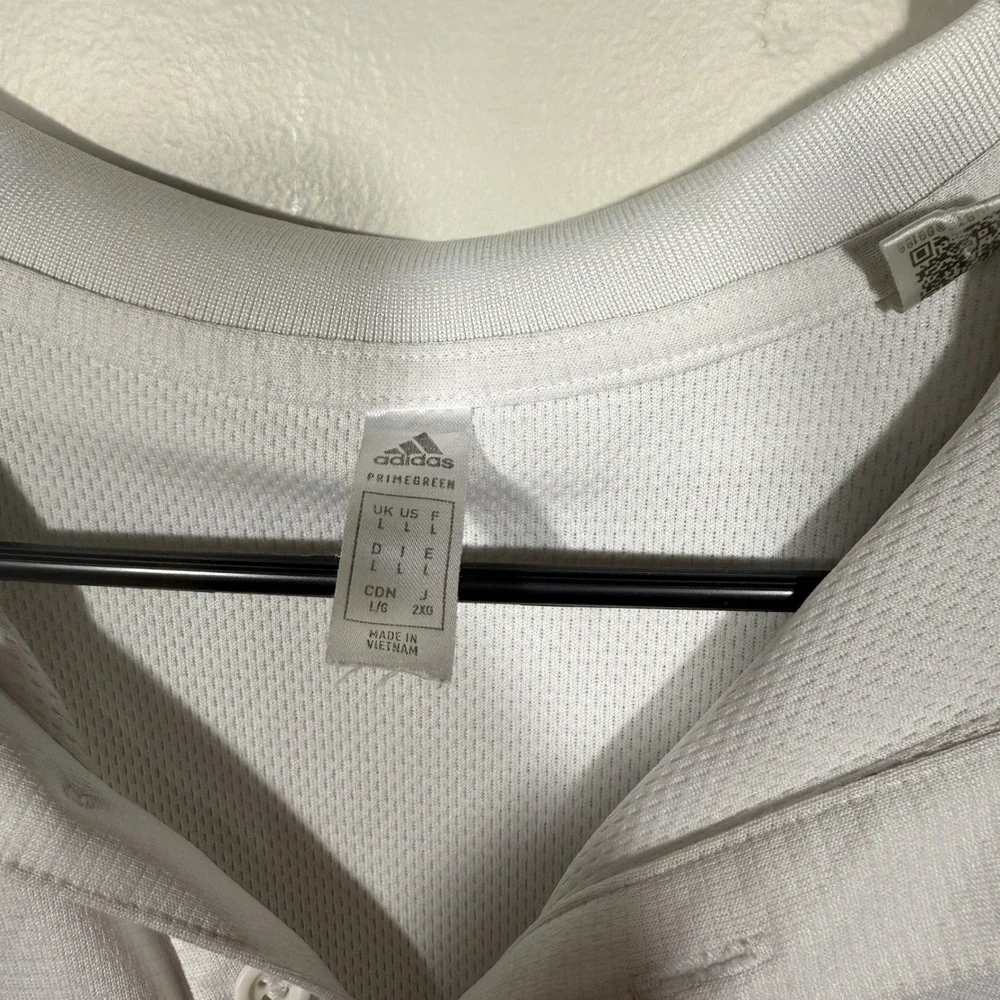 Adidas Polo Shirt Mens‎ L White Green G Football Athletic Training